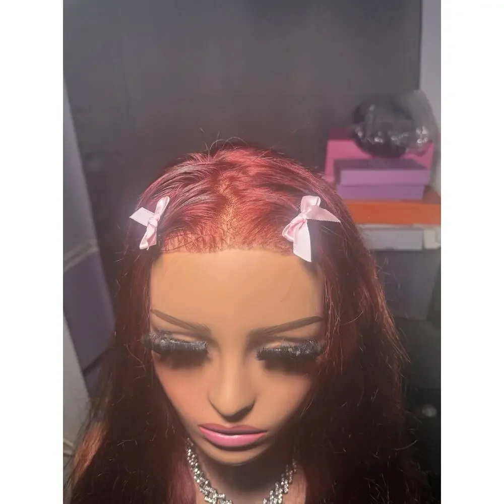 100% Human Hair 13x4 Lace Front Wig Burgundy